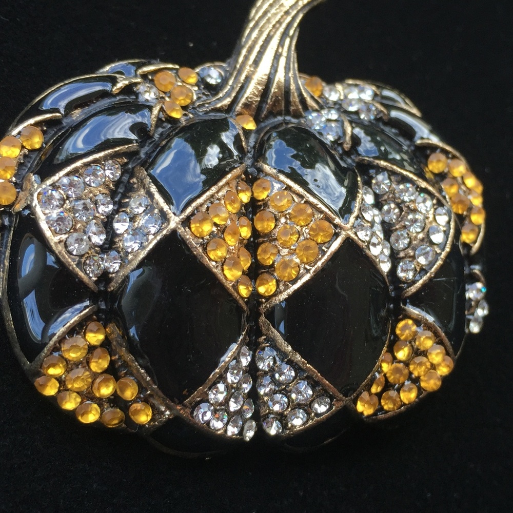 Black Orange Fall Halloween Pumpkin Brooch Pin